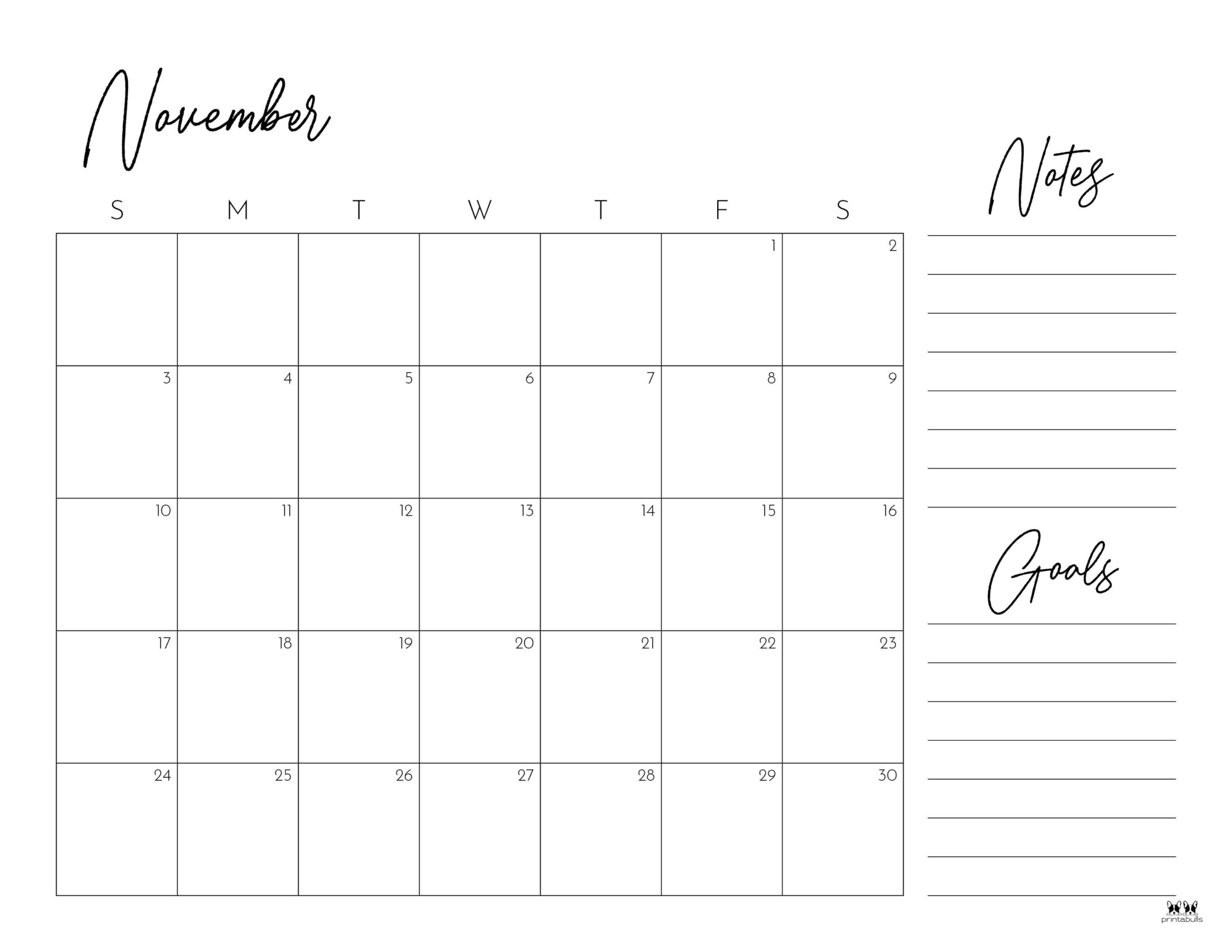 November 2024 Calendars 50 FREE Printables Printabulls