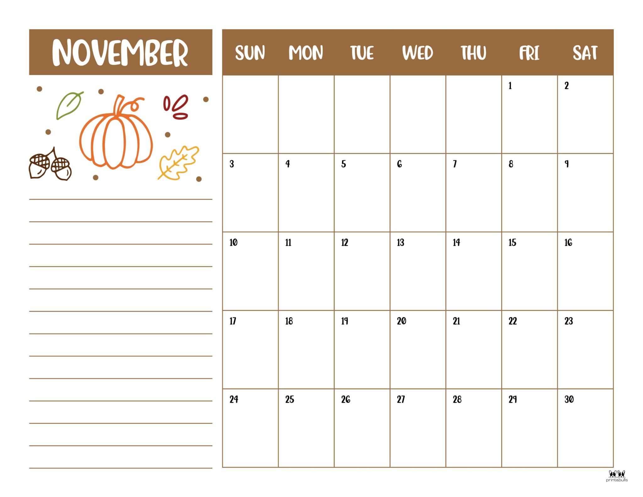 November 2024 Calendars 50 FREE Printables Printabulls