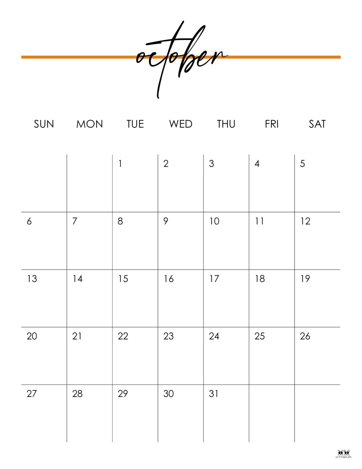 October 2024 Calendars - 50 FREE Printables | Printabulls