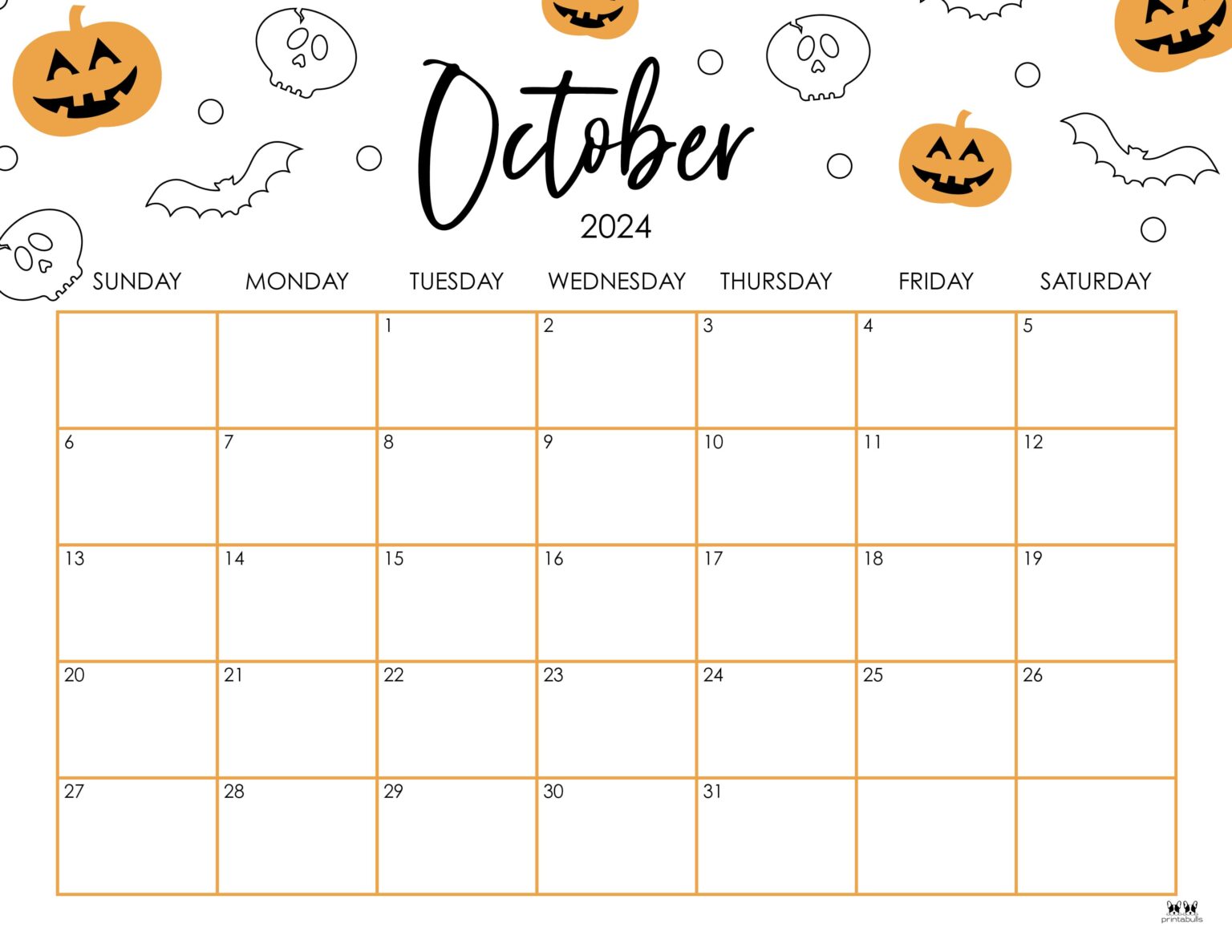 October 2024 Calendars - 50 FREE Printables | Printabulls