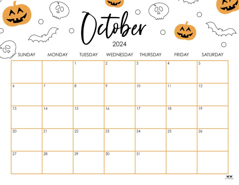 October 2024 Calendars 50 FREE Printables Printabulls