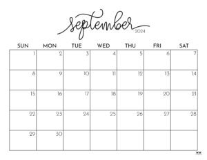 September 2024 Calendars - 50 FREE Printables | Printabulls