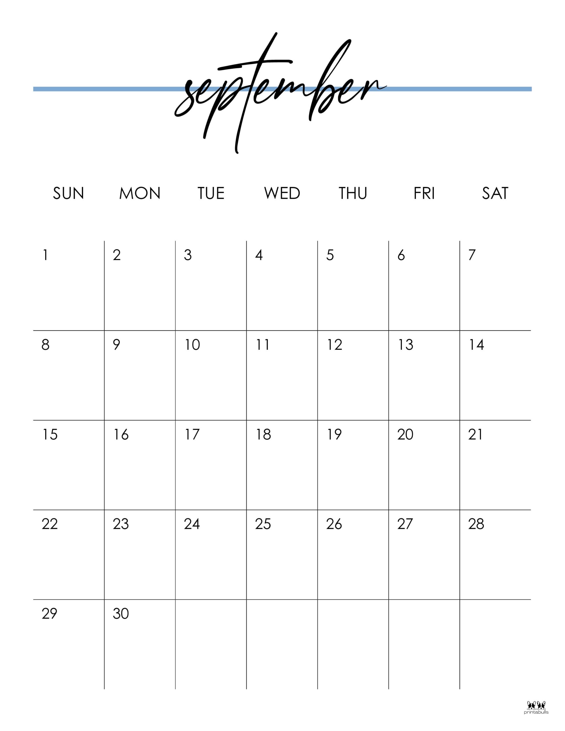 September 2024 Calendars - 50 FREE Printables | Printabulls
