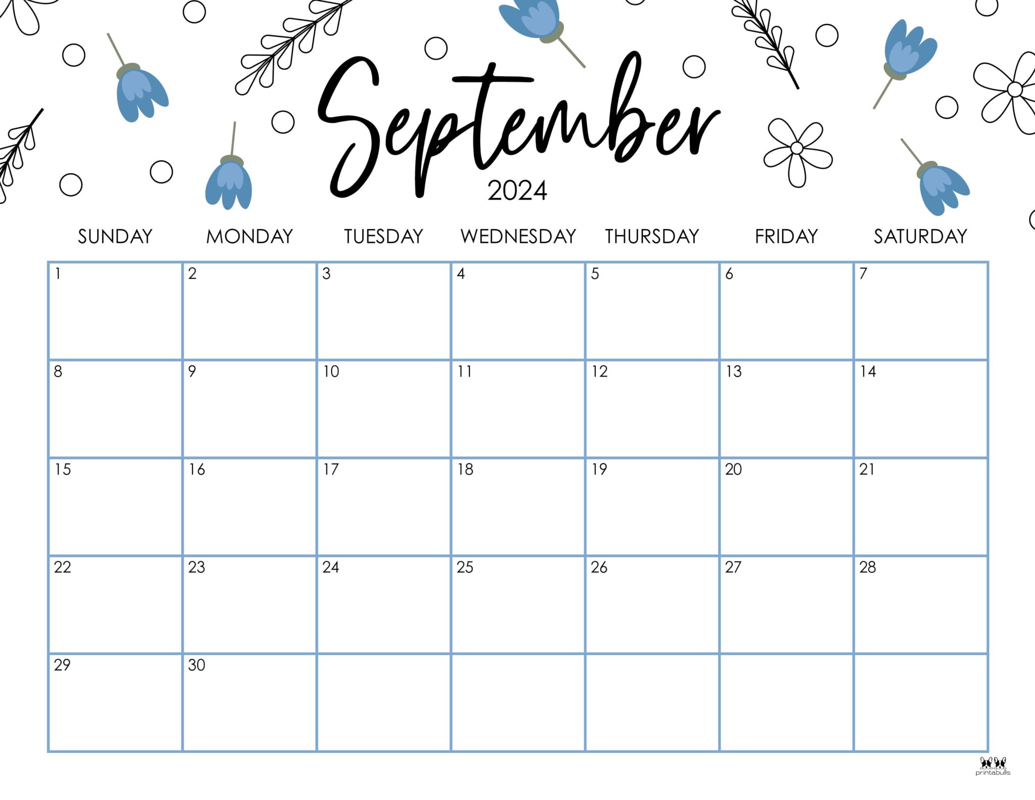 September 2024 Calendars 50 FREE Printables Printabulls