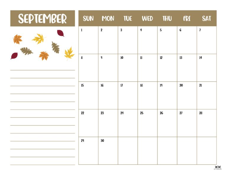 September 2024 Calendars - 50 FREE Printables | Printabulls