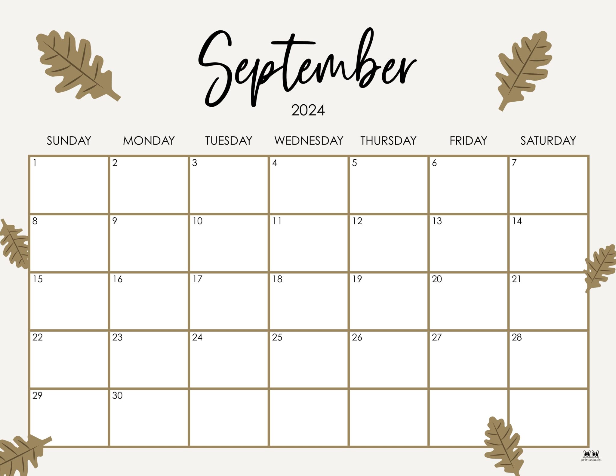 September 2024 Calendars 50 FREE Printables Printabulls