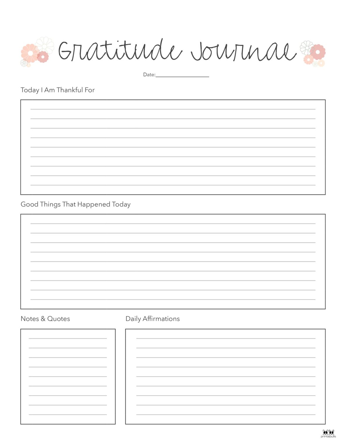 Gratitude Journal Templates 18 FREE Printables Printabulls