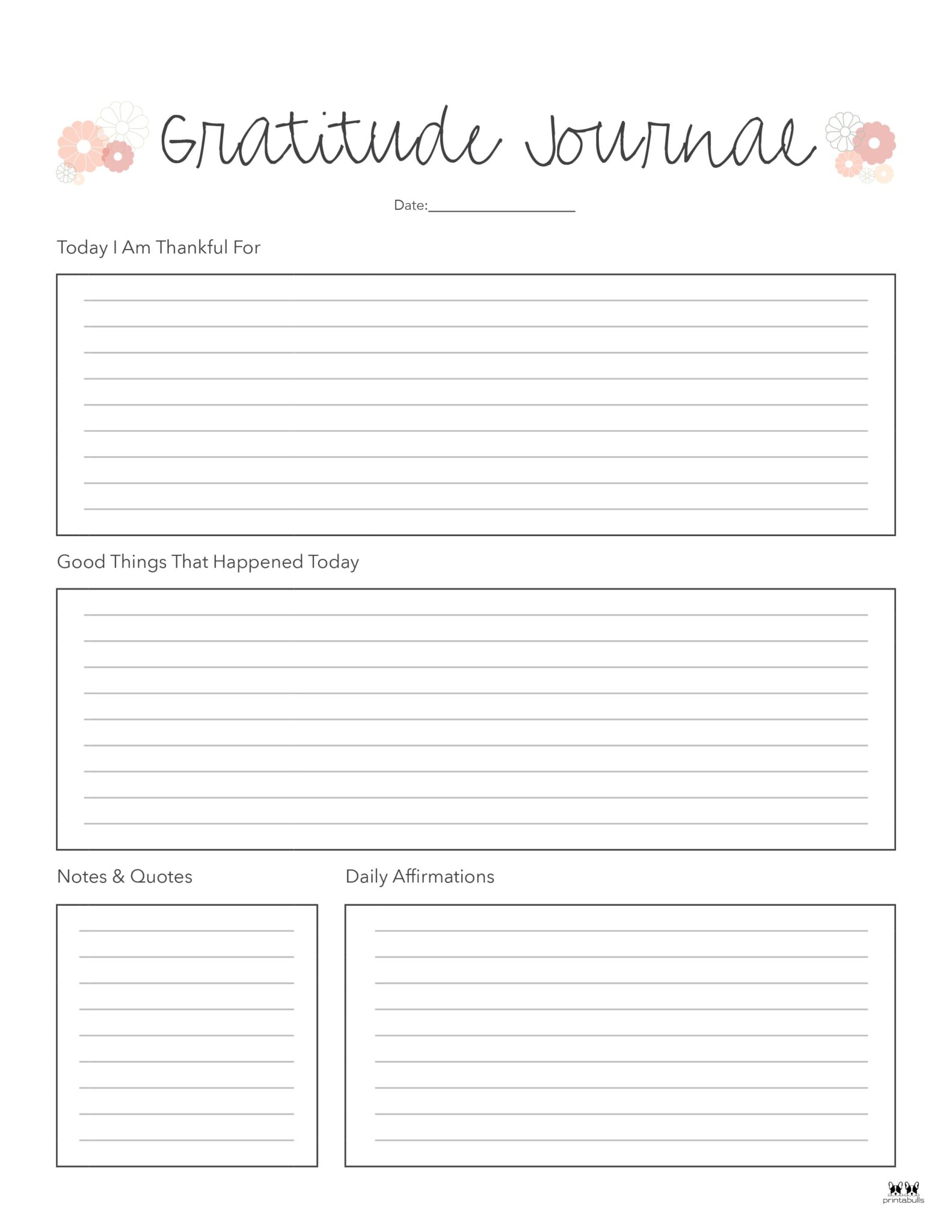 Gratitude Journal Templates 18 FREE Printables Printabulls