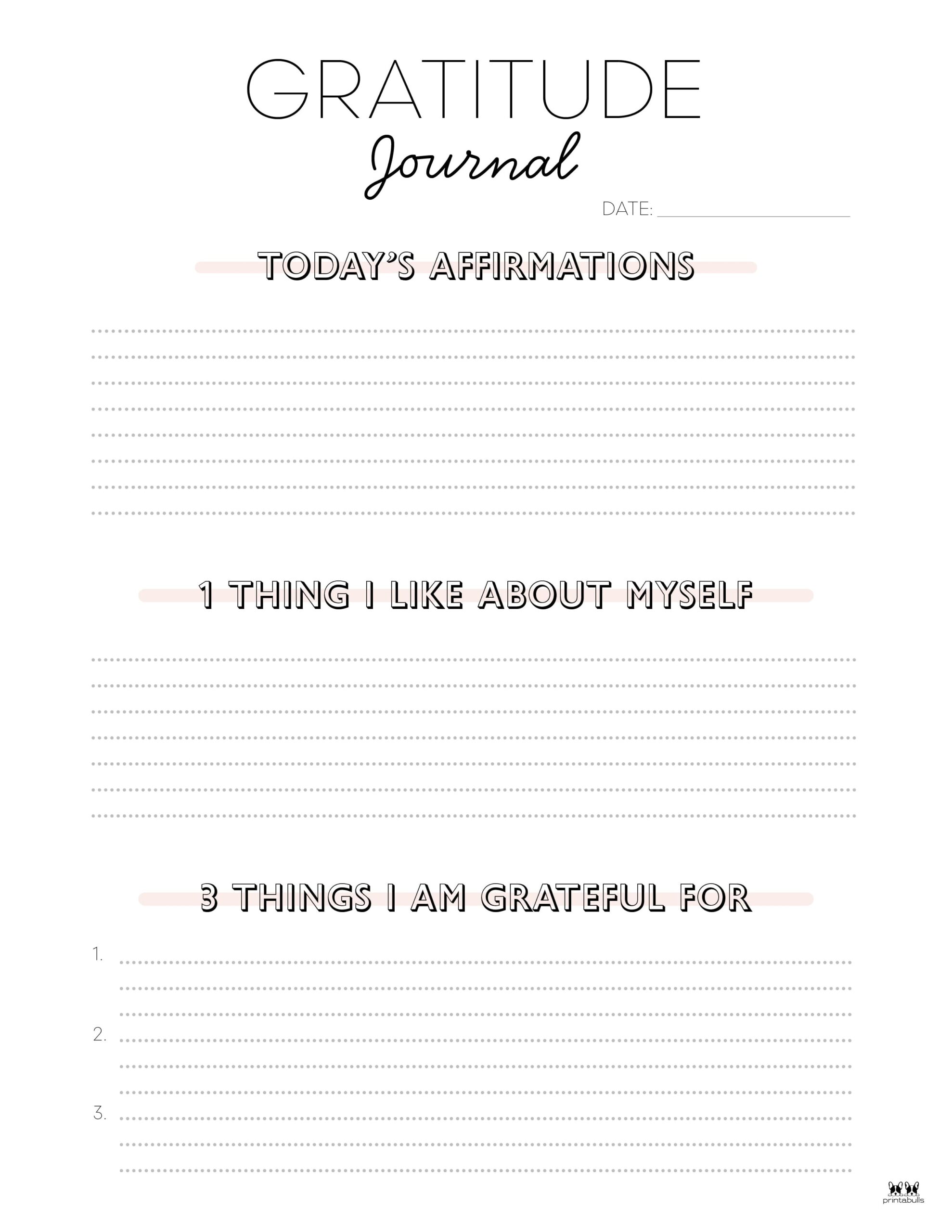 Gratitude Journal Templates - 18 FREE Printables | Printabulls