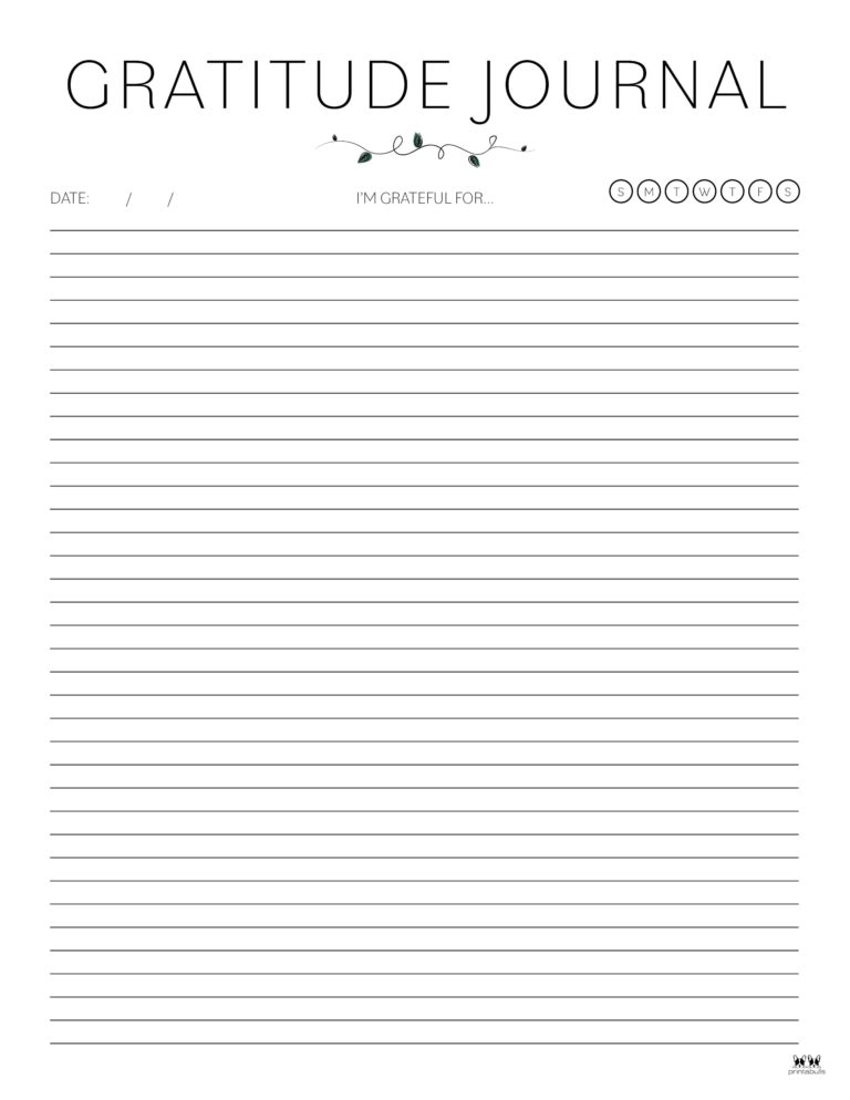 Gratitude Journal Templates - 18 FREE Printables | Printabulls