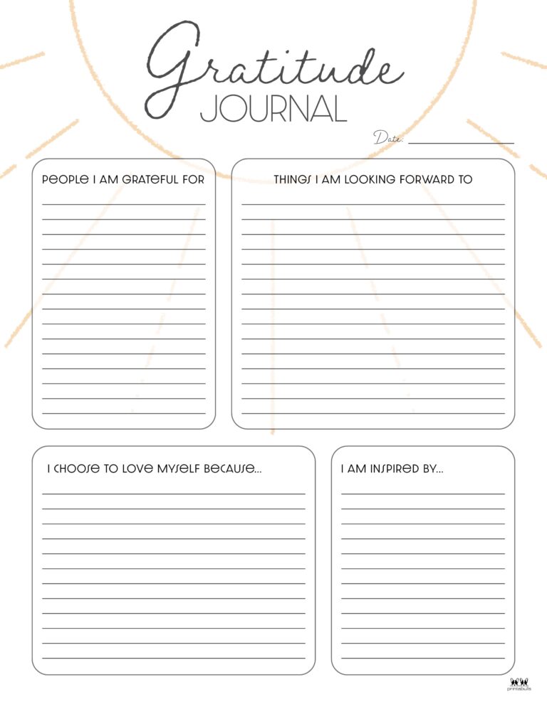 Gratitude Journal Templates 18 Free Printables Printabulls