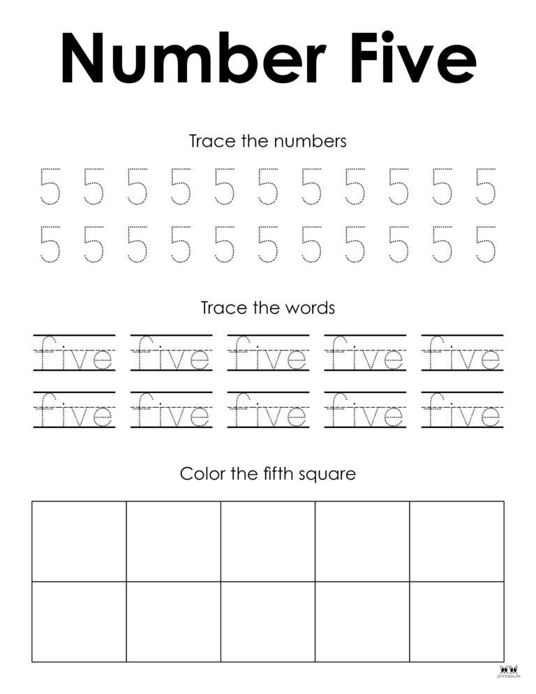 Number 5 Tracing Worksheets - 15 FREE Pages | Printabulls