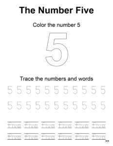 Number 5 Tracing Worksheets - 15 FREE Pages | Printabulls