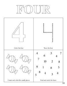 Number 4 Tracing Worksheets - 15 FREE Pages - PrintaBulk