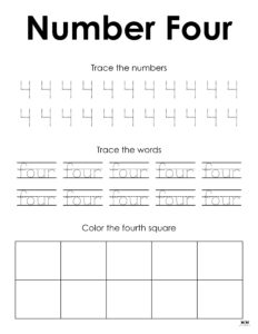 Number 4 Tracing Worksheets - 15 FREE Pages | Printabulls