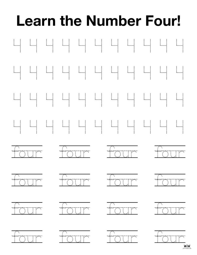 Printable-Number-Four-Tracing-Worksheet-Page-2