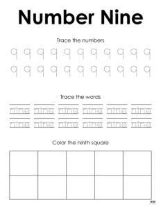 Number 9 Tracing Worksheets - 15 FREE Pages | Printabulls