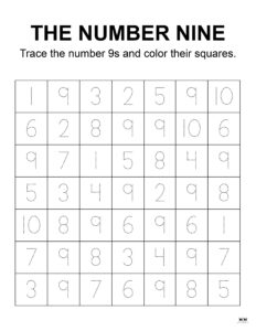 Number 9 Tracing Worksheets - 15 FREE Pages | Printabulls