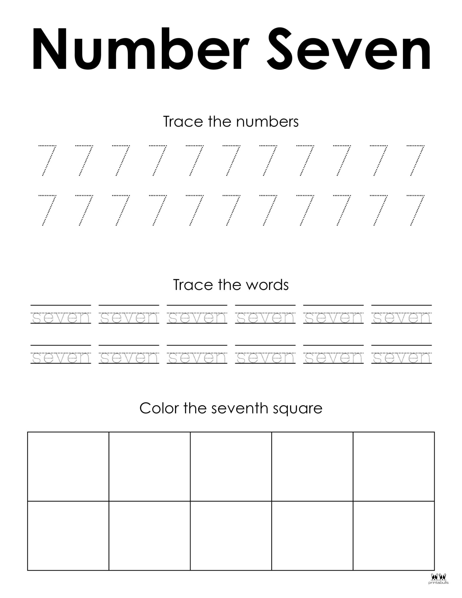 Number 7 Tracing Worksheets - 15 FREE Pages | Printabulls