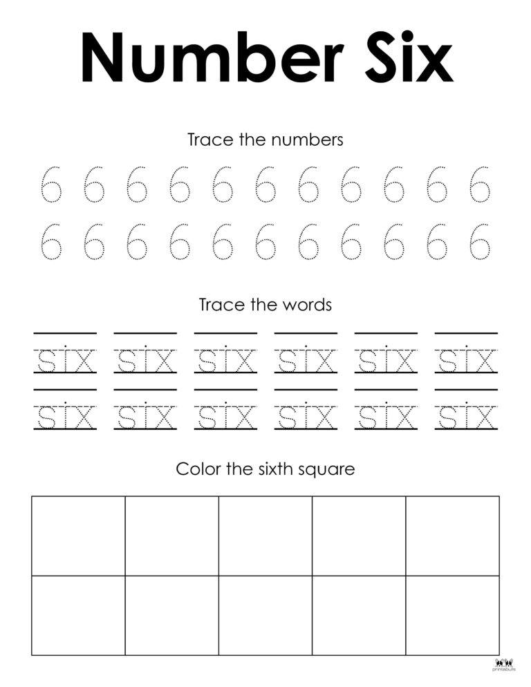 Number 6 Tracing Worksheets - 15 FREE Pages | Printabulls