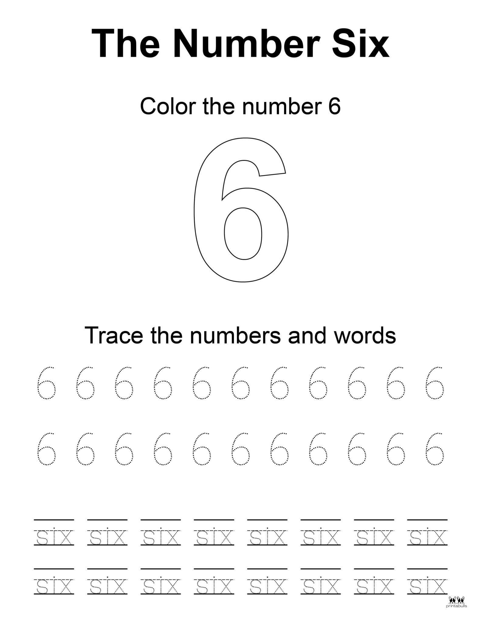 Number 6 Tracing Worksheets - 15 FREE Pages | Printabulls