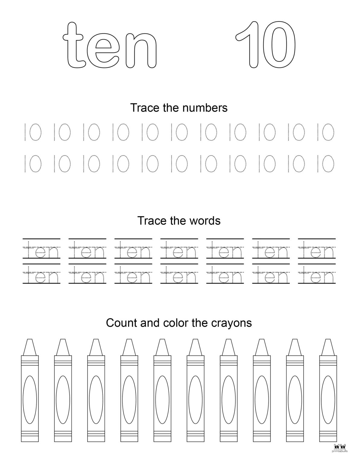 Number 10 Tracing Worksheets - 15 FREE Pages | Printabulls