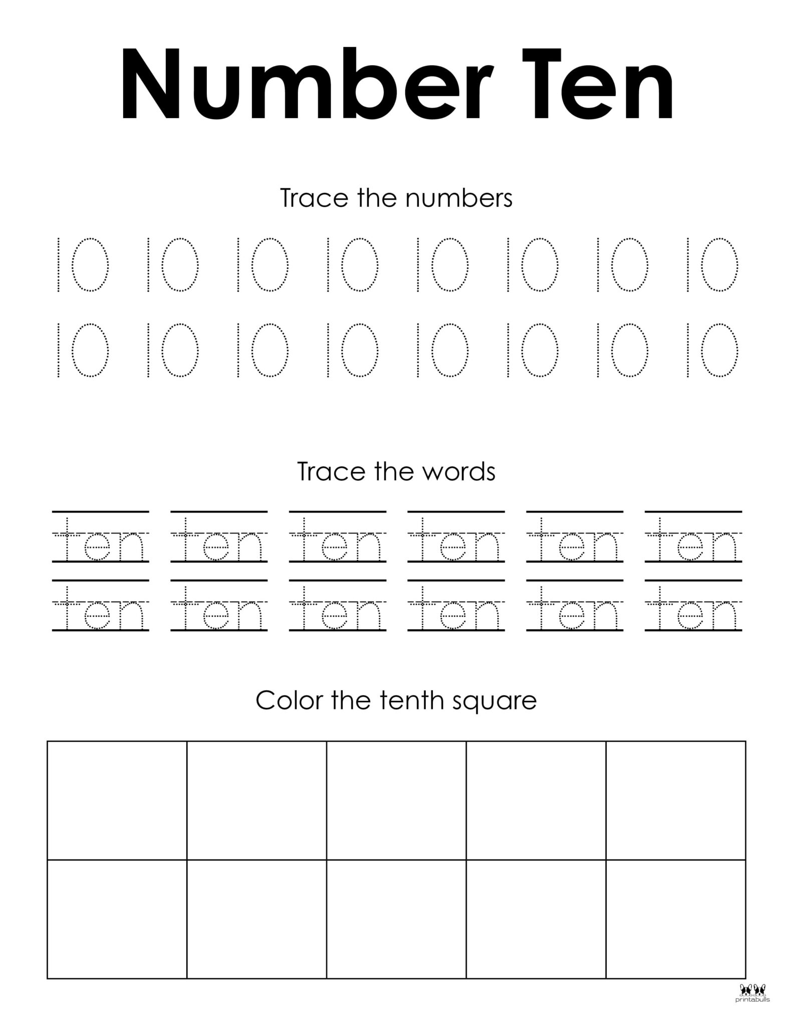 Number 10 Tracing Worksheets - 15 FREE Pages | Printabulls