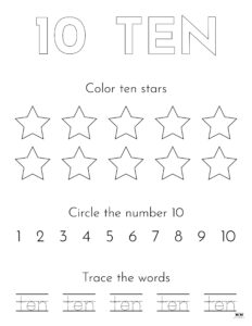 Number 10 Tracing Worksheets - 15 FREE Pages | Printabulls