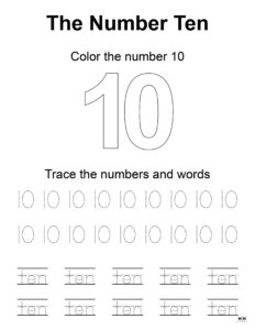 Number 10 Tracing Worksheets - 15 FREE Pages | Printabulls