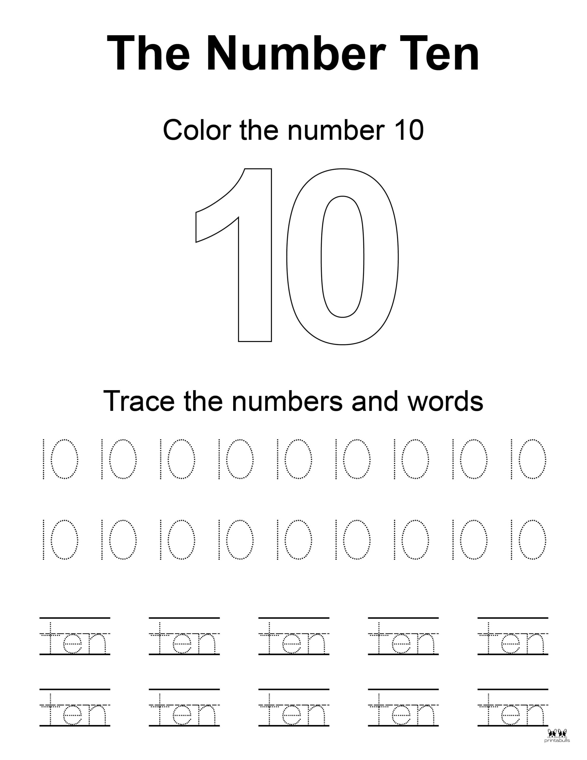 Number 10 Tracing Worksheets - 15 FREE Pages | Printabulls