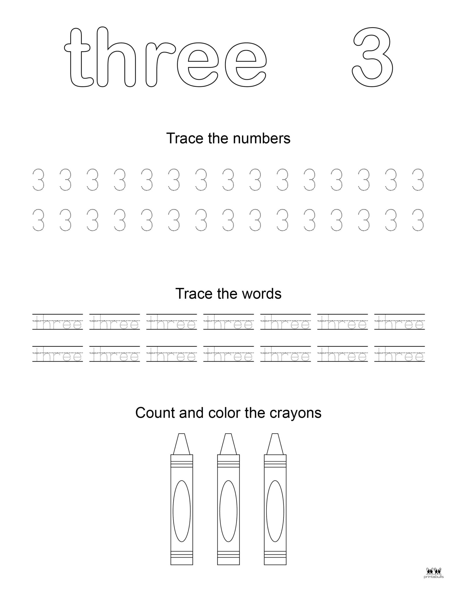 Number 3 Tracing Worksheets - 15 FREE Pages | Printabulls