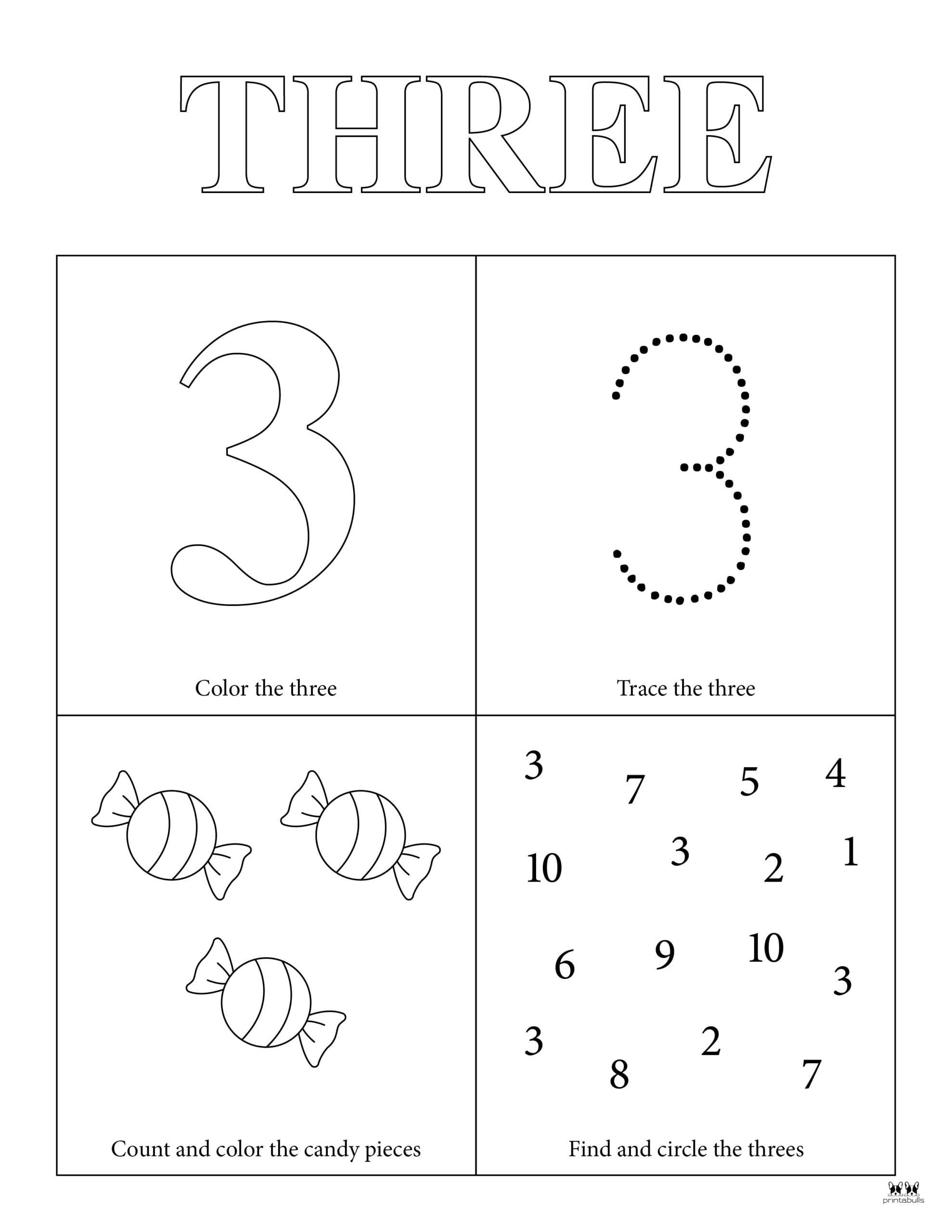 Number 3 Tracing Worksheets 15 FREE Pages Printabulls