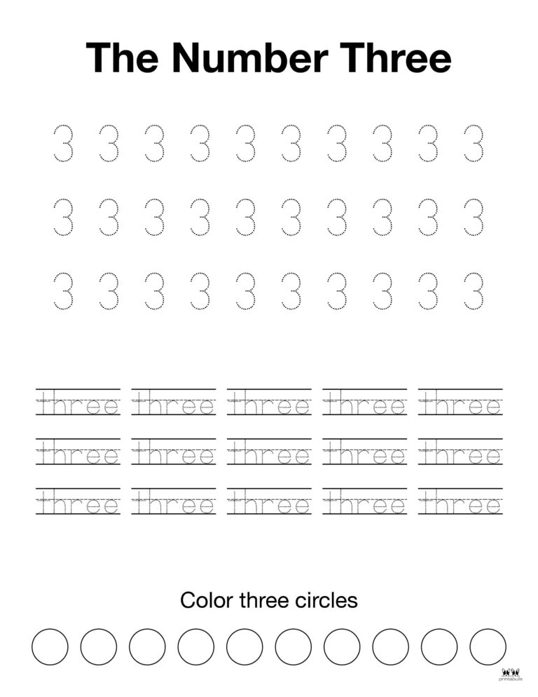 Number 3 Tracing Worksheets - 15 FREE Pages | Printabulls