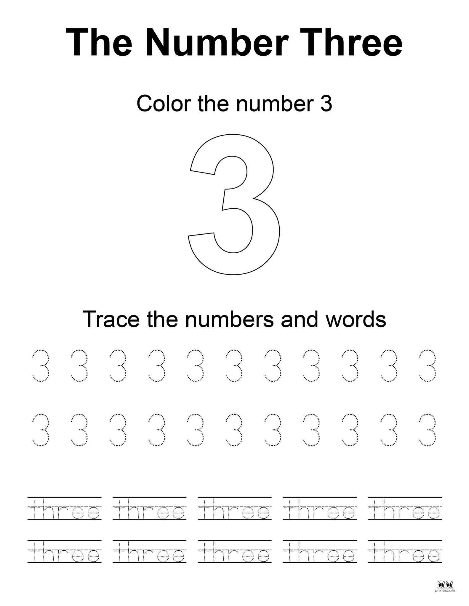 Number 3 Tracing Worksheets - 15 FREE Pages | Printabulls