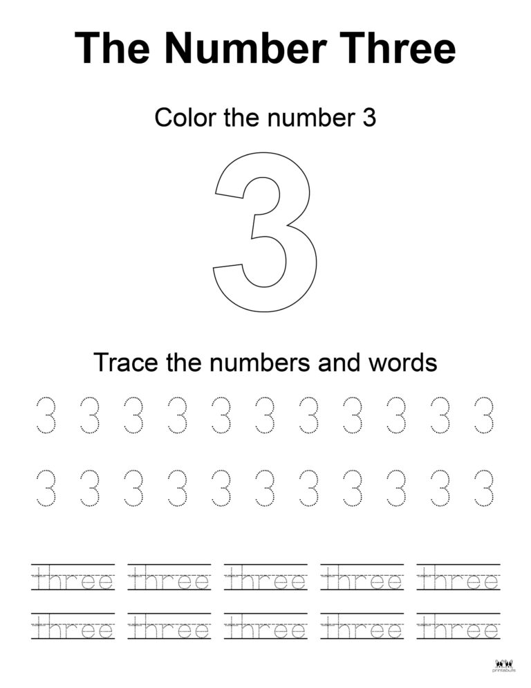 Number 3 Tracing Worksheets - 15 FREE Pages | Printabulls