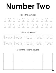 Number 2 Tracing Worksheets - 15 FREE Pages | Printabulls