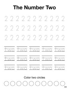 Number 2 Tracing Worksheets - 15 FREE Pages | Printabulls