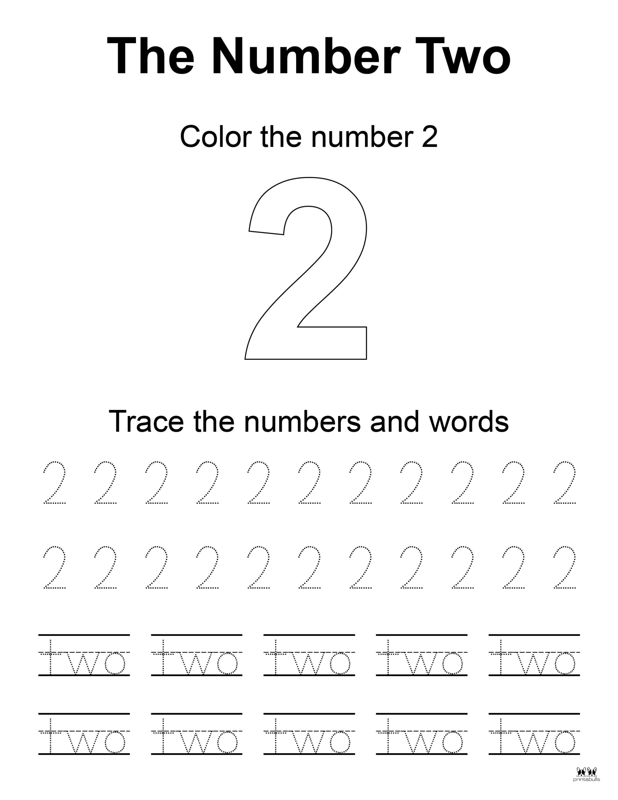 Number 2 Tracing Worksheets - 15 Free Pages 