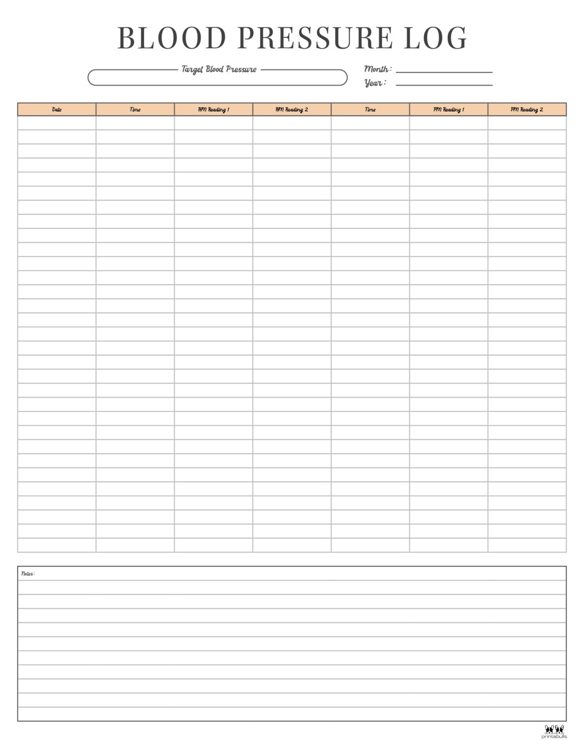 Blood Pressure Logs - 25 FREE Printables | Printabulls