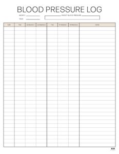 Blood Pressure Logs - 25 FREE Printables | Printabulls