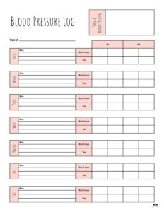 Blood Pressure Logs - 25 FREE Printables | Printabulls