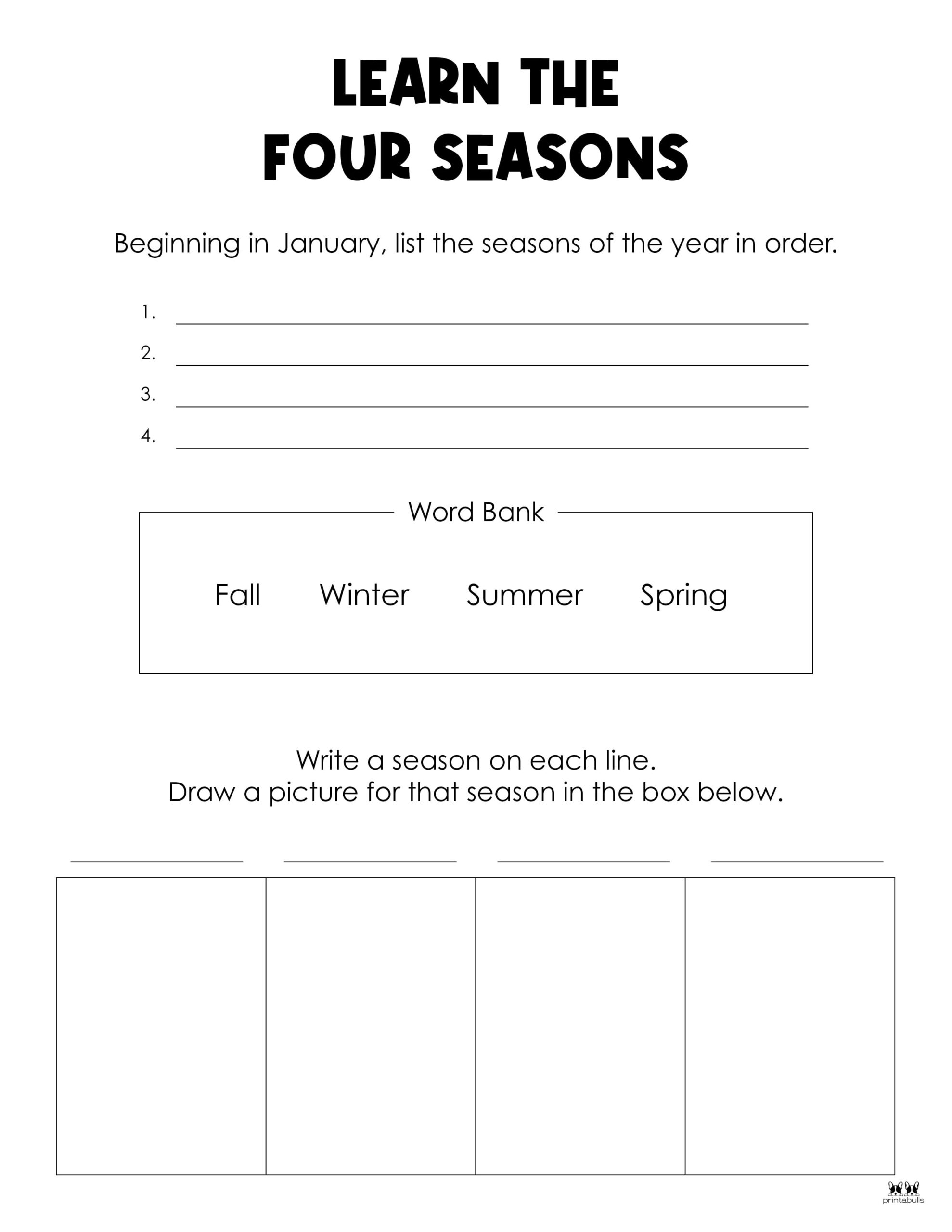 Four Seasons Worksheets & Printables - 51 Pages | Printabulls