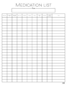 Medication List Templates - 25 Free Printables 