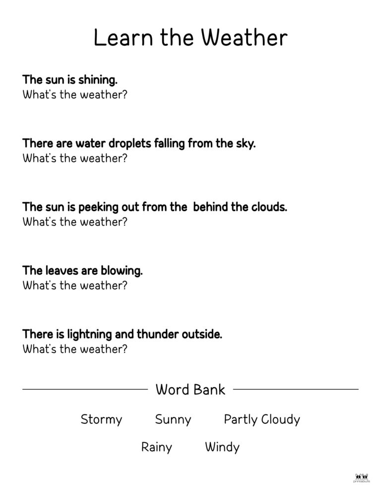 Weather Worksheets & Printables - 50 FREE Pages | Printabulls