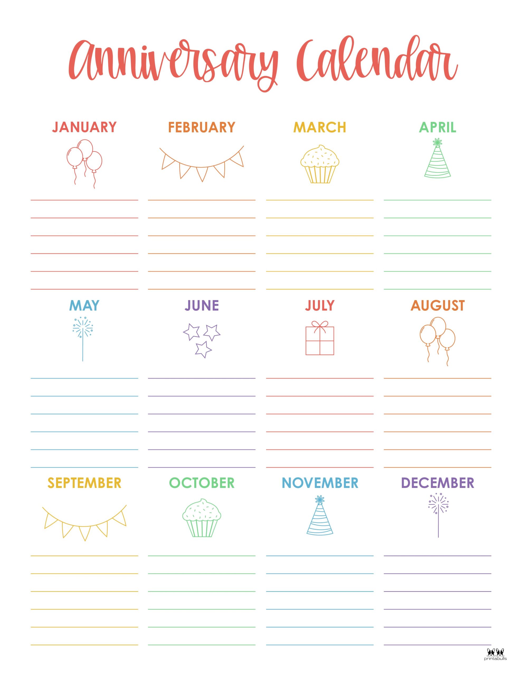 Anniversary Calendars - 8 FREE Printables | Printabulls