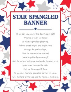 Star Spangled Banner Lyrics - 10 FREE Printables | Printabulls