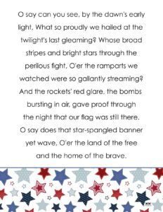 Star Spangled Banner Lyrics - 10 FREE Printables | Printabulls