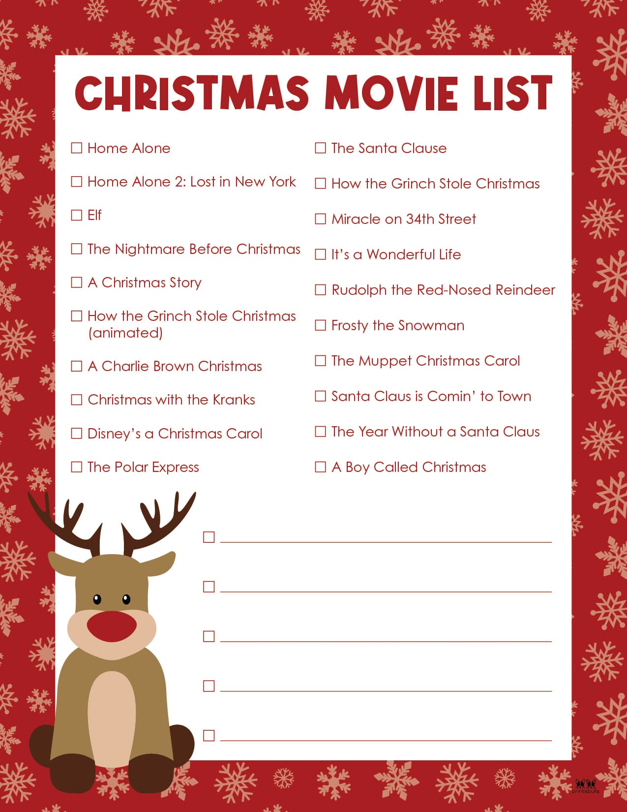 Christmas Movie Lists | Printabulls