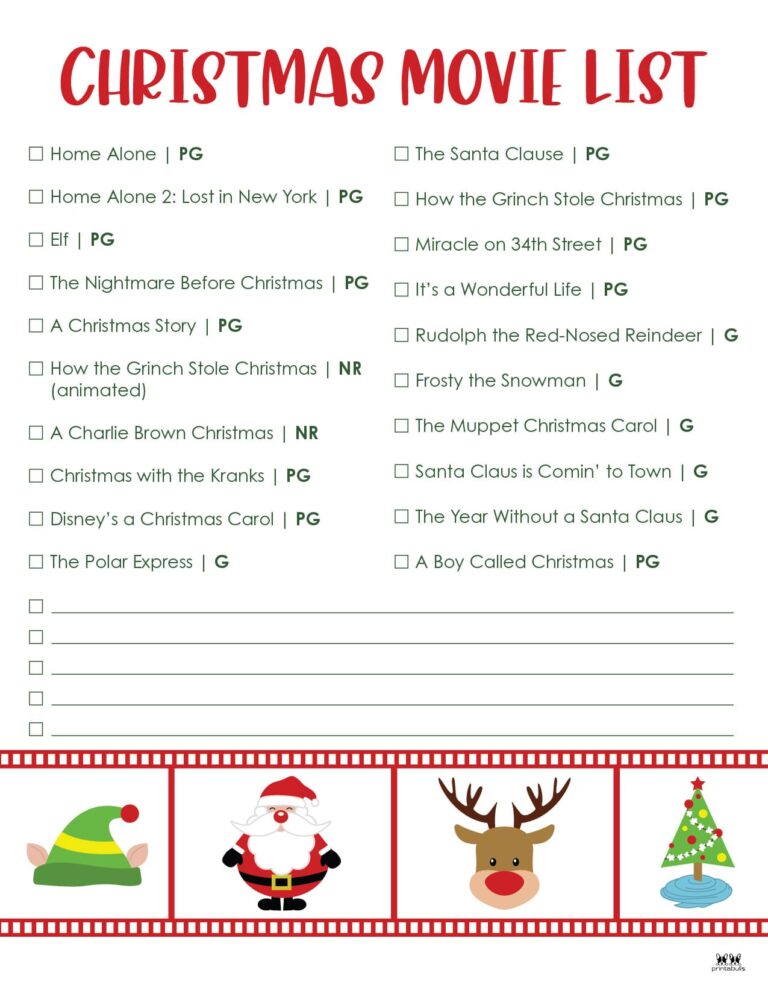 Christmas Movie Lists | Printabulls