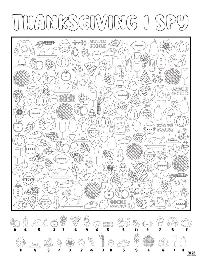 Thanksgiving I Spy Printables - 8 FREE Pages | Printabulls